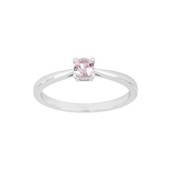 HelenNor Smuk solitær ring i sterling sølv med 4 mm glitrende pink zirkonia fra Joanli Nor