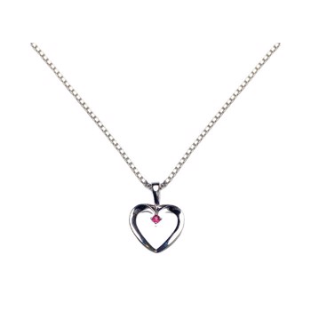  14 kt hvidguld halskæde Hearts med  overflade fra Guld & Sølv design