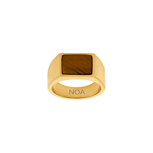 Son of Noa\'s SON stål ring IP gold med yellow tiger eye str. 56