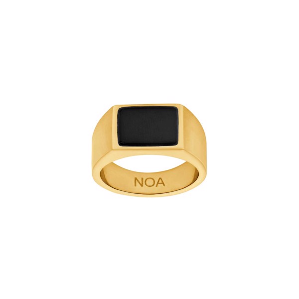 Son of Noa\'s SON stål ring IP gold med black agate str. 60