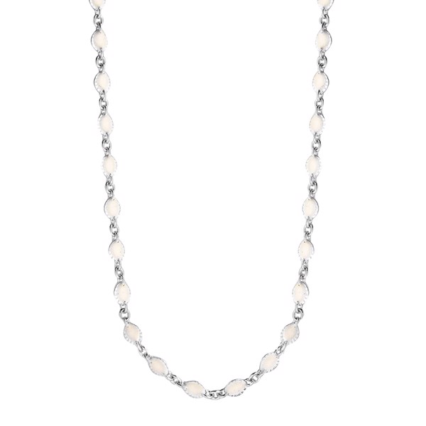 Lily - Hvid emalje halskæde I sterling sølv, Jeberg Jewellery