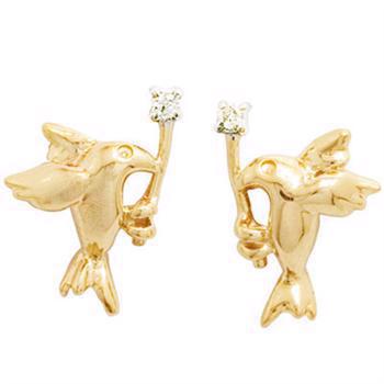 Bee Jewelry "Freds due" 9 kt guld ørestikker med ægte diamanter