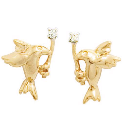 Bee Jewelry "Freds due" 9 kt guld ørestikker med ægte diamanter