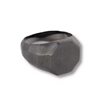 COOPER, Moderne signet stål ring i sort, by Billgren - Large, 21 mm