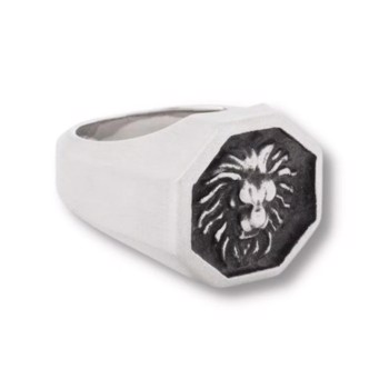 CONNY, Signet ring med løve, i stål, by Billgren - Large, 21 mm