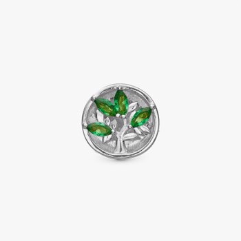 Charm til sølvarmbånd eller 4 mm slim læderarmbånd, Tree of Green Life fra Christina Jewelry