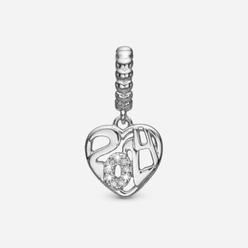 Sølv charm til sølvarmbånd eller 4 mm slim læderarmbånd, Year 2024 fra Christina Jewelry