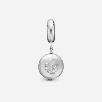 Christina Jewelry, sølv charm til sølvarmbånd eller 4 mm slim læderarmbånd - Sun & Moon