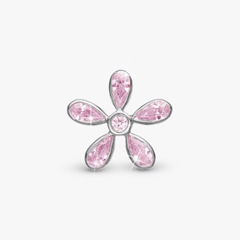 Sølv Charm til sølvarmbånd eller 4 mm slim læderarmbånd, Magical Pink Flower fra Christina Jewelry