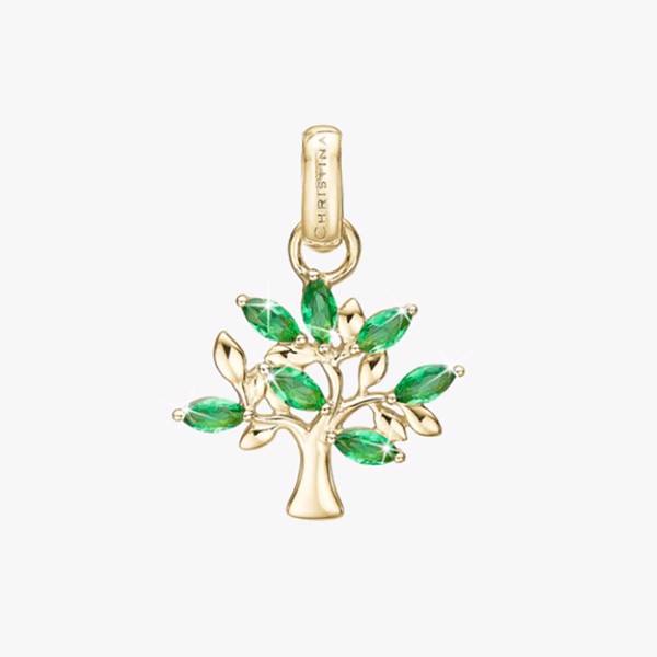 forgyldt sølv vedhæng Family Tree of Green Life fra Christina Jewelry