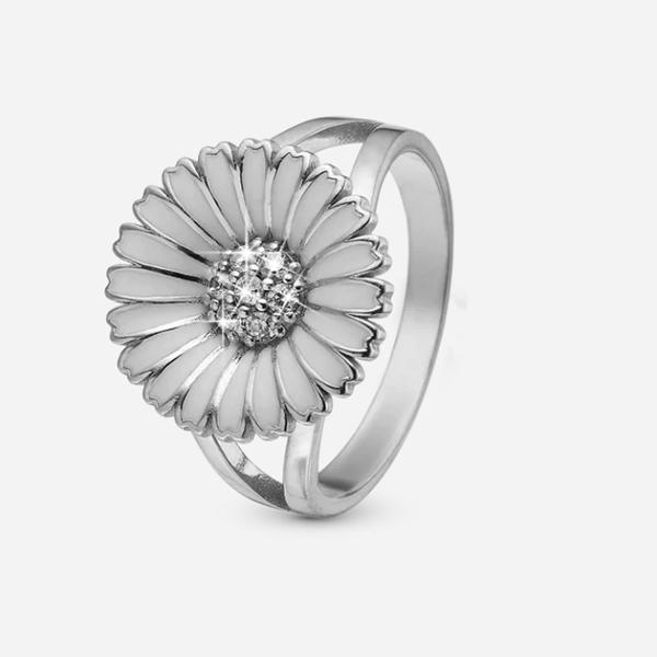 sterling sølv  ring  Marguerite CZ Fingerring med smuk marguerite med sten fra Christina Jewelry