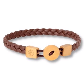 LOVE - Ægte læder armbånd i brun, med guldbelagt lås, by Billgren