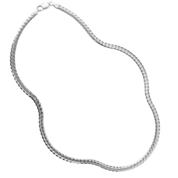 Sterling sølv halvrund 2,8 mm bred slange halskæde, 38 cm