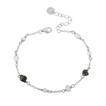 Ophelia, Smukt sølv armbånd med rå smykkesten og fine perler fra danske WiOGA
