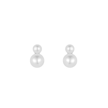 Nahla Petite - Sølv ørestikker med dobbelt perler, Nava Cph