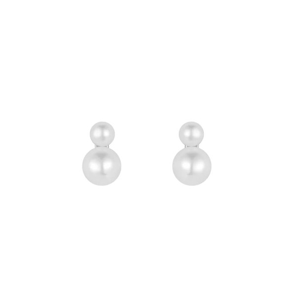 Nahla Petite - Sølv ørestikker med dobbelt perler, Nava Cph