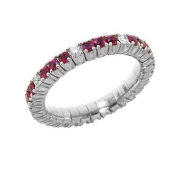 18 kt hvidguld Flex Alliance ring med 0,24 ct diamanter & 0,83 ct naturlige rubiner