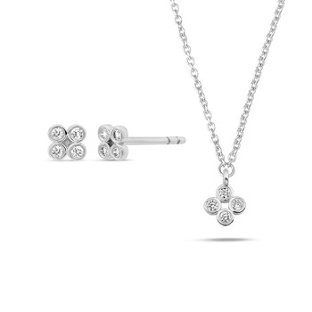 14 kt hvidguld smykkesæt, Olivia serien fra Nuran med ialt 0,12 ct  diamanter