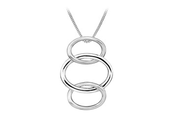 Blank Sterling Sølv Ovale cirkler Vedhæng med kæde fra Lotte og Gitte