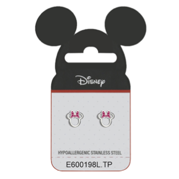 Stål ørestik Disney Minnie Mouse med hul i ansigt og rød sløjfe