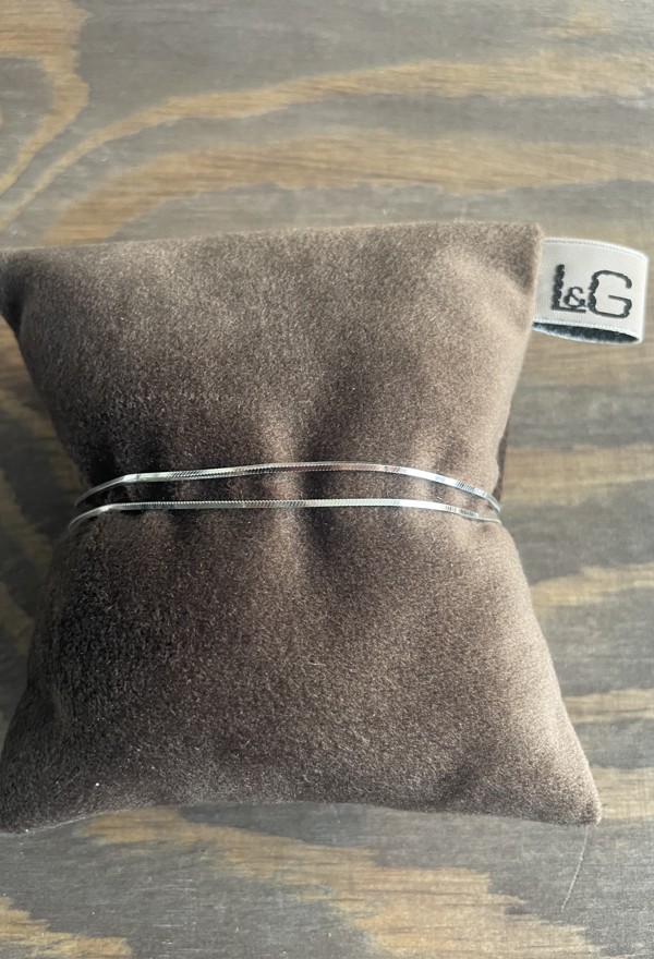 L&G\'s Armbånd sølv rhodineret slange facet dobbelt række