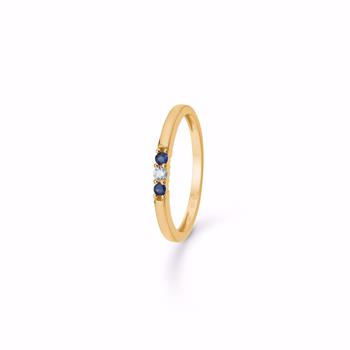 Guldring - 8 kt. med zirkonia og safir