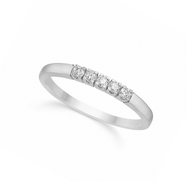 Alliancering 8 kt.hvidguld 5 x 0,03 ct. WPI fra Guld & Sølv design