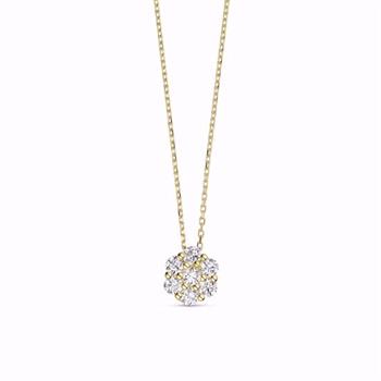 Guld & Sølv Design guldvedhæng 8 kt med zirkonia og kæde