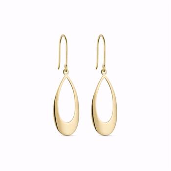 Guld & Sølv Design dråbeørehængere i 8 kt guld, 4 cm