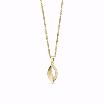 Guld & Sølv Design guldvedhæng 8 kt med zirkonia og 45 cm kæde