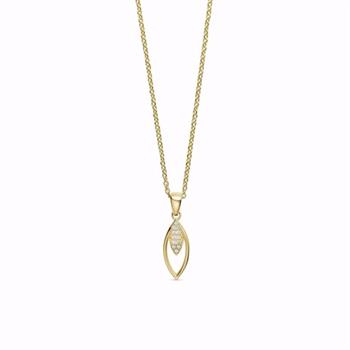 Guld & Sølv Design guldvedhæng 8 kt med zirkonia og kæde