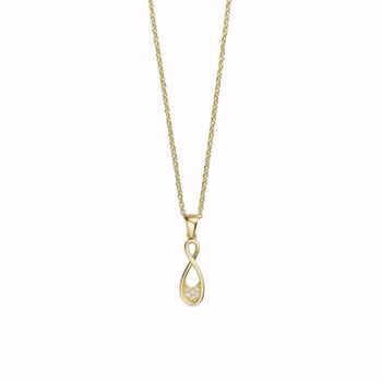 Guld & Sølv Design guldvedhæng 8 kt med zirkonia og kæde