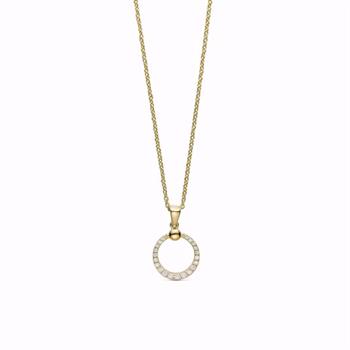 Guld & Sølv Design guldvedhæng 8 kt med zirkonia og kæde