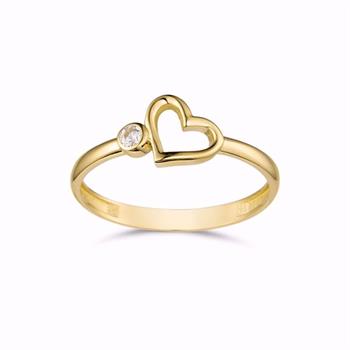 Guld & Sølv Design guldring i 8 kt med hjerte og zirkonia