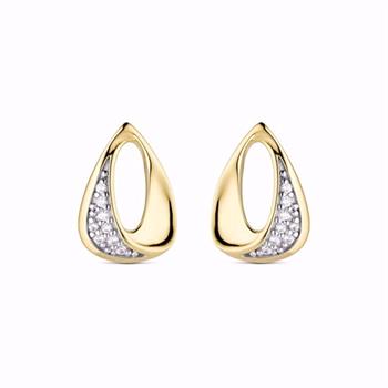 Guld & Sølv Design guldørestikker med zirkonia i 8 kt guld