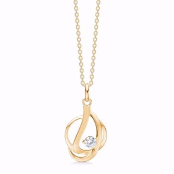 Guld & Sølv Design guldvedhæng 8 kt med zirkonia og kæde