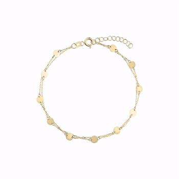 Guld & Sølv Design armbånd i 8 kt guld med rund plade 19 cm