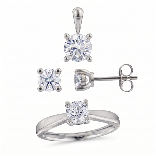14 kt hvidguld smykkesæt, Luxury Solitaire serien fra Siersbøl med ialt 2,10 ct Labgrown diamant