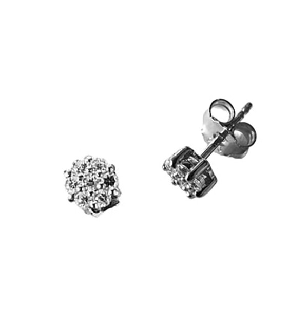 Sterling sølv øreringe med zirkonia, Ø 7 mm