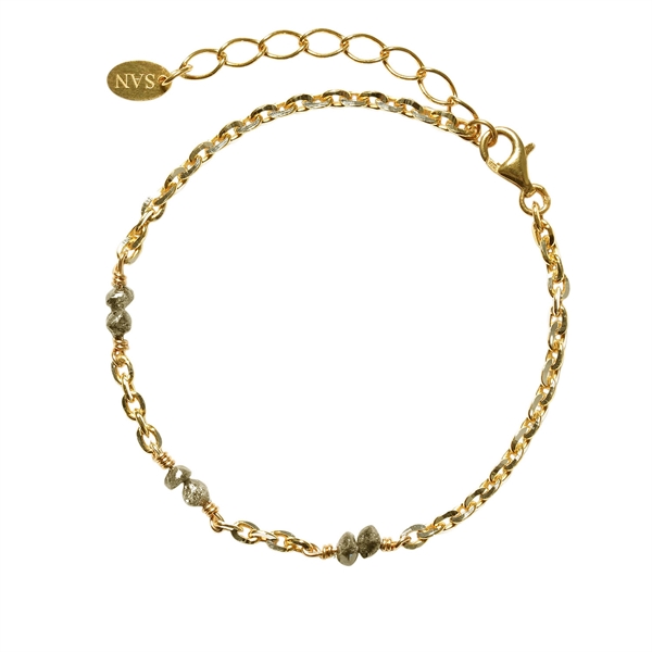 San - Links of Joy\'s Bracelet & Necklace - Goldplated w. Antracit Raw Diamonds 16+4cm