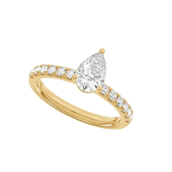 14 kt rødguld Lab grown diamantring med i alt 1,4 ct, fra Siersbøl