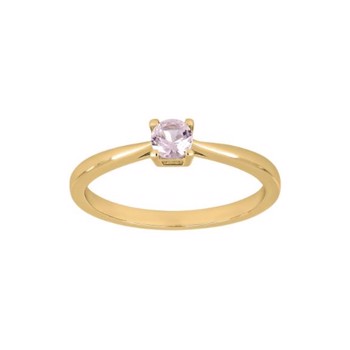 HelenNor Smuk solitær ring i forgyldt sølv med 4 mm glitrende pink zirkonia fra Joanli Nor