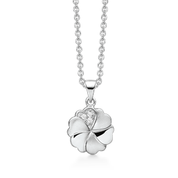 Image of blank sterling sølv vedhæng med kæde Flower of hearts med blank overflade fra Støvring Design