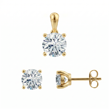 14 kt guld smykkesæt, Luxury Solitaire serien fra Siersbøl med ialt 2,00 ct Labgrown diamant