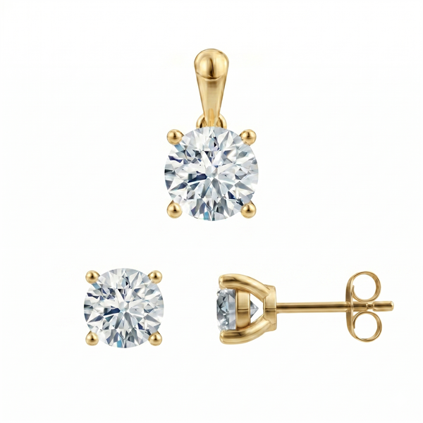 14 kt guld smykkesæt, Luxury Solitaire serien fra Siersbøl med ialt 1,00 ct Labgrown diamant