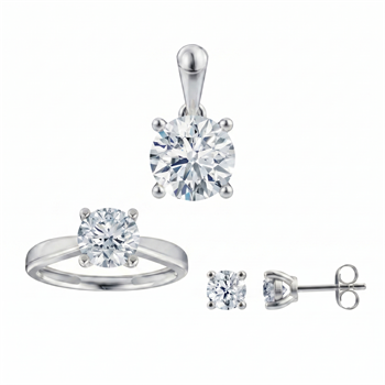 14 kt hvidguld smykkesæt, Luxury Solitaire serien fra Siersbøl med ialt 3,00 ct Labgrown diamant