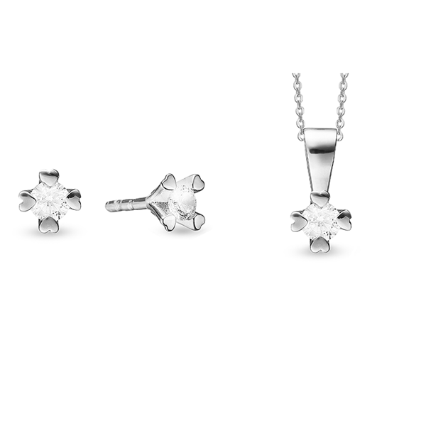 Sterling sølv smykkesæt, Mary serien by Aagaard med ialt 0,30 ct labgrown diamanter