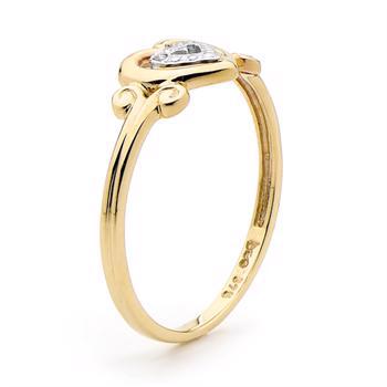 Guld hjertering m/ 2 stk 0,005 ct diamant