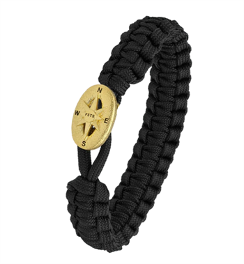 Aagaard From Soldier to Soldier – Sort armbånd med Soldier forgyldt kompas stållås