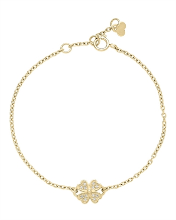 Lund Copenhagen Kløver charm-armbånd i forgyldt sølv med zirkonia